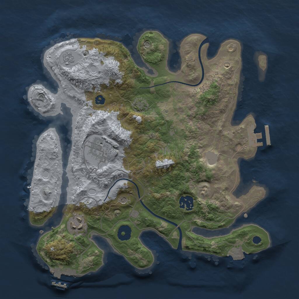 Rust Map: Procedural Map, Size: 3000, Seed: 32618, 9 Monuments