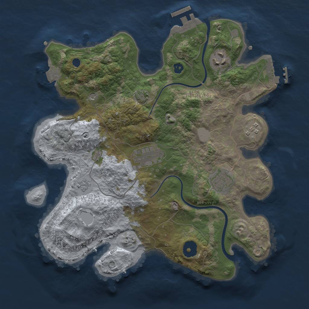 Rust Map: Procedural Map, Size: 3000, Seed: 12418, 10 Monuments