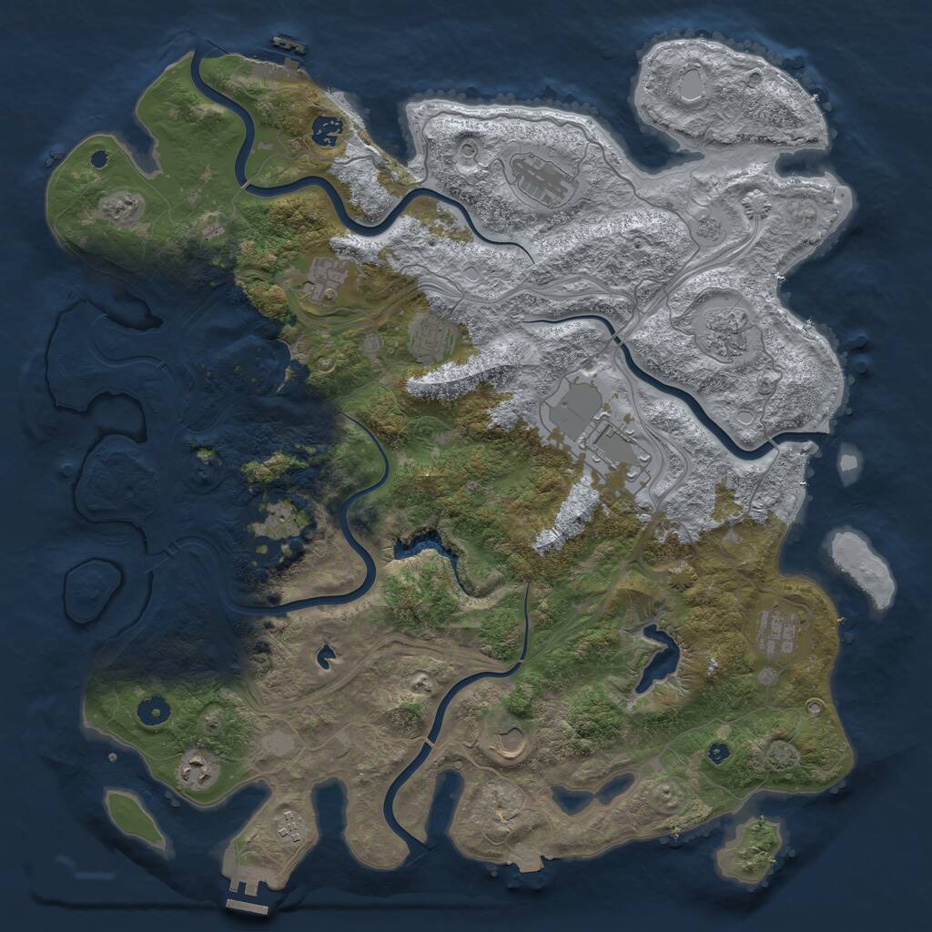 Rust Map: Procedural Map, Size: 4500, Seed: 31626176, 17 Monuments