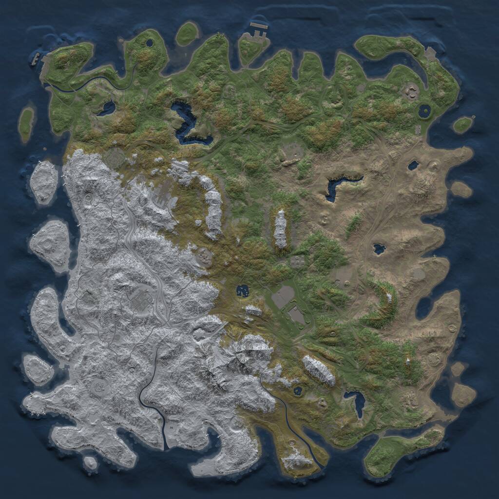 Rust Map: Procedural Map, Size: 5686, Seed: 418027407, 16 Monuments
