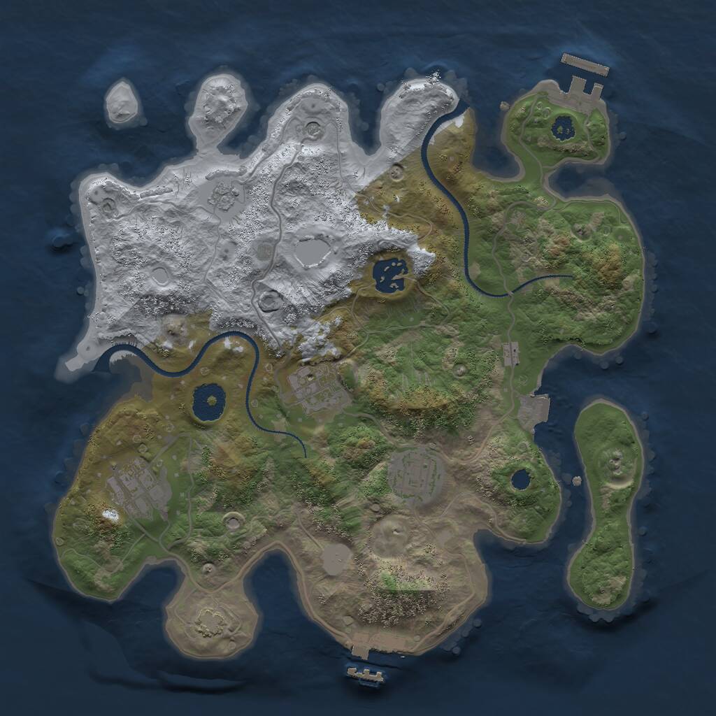 Rust Map: Procedural Map, Size: 3000, Seed: 45176, 10 Monuments