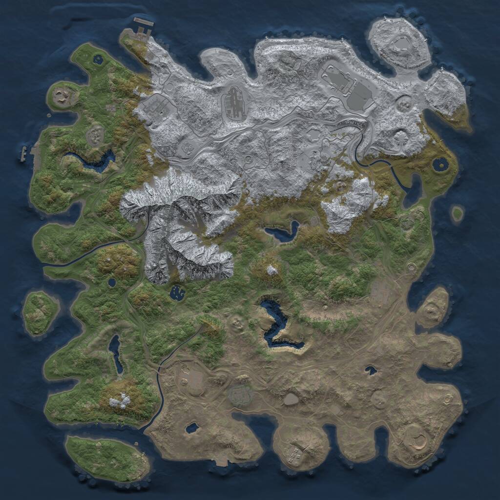 Rust Map: Procedural Map, Size: 5000, Seed: 1928854816, 17 Monuments