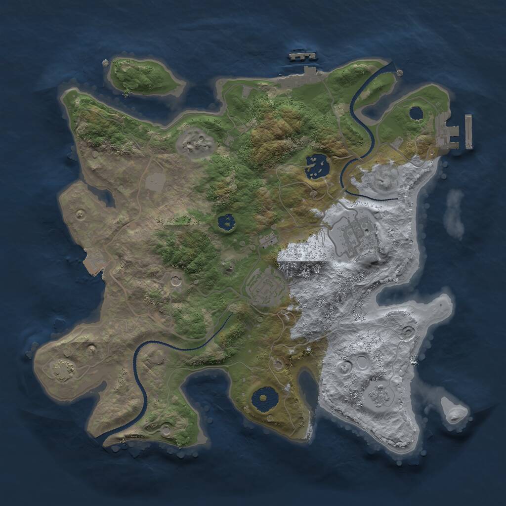Rust Map: Procedural Map, Size: 3000, Seed: 26873, 9 Monuments