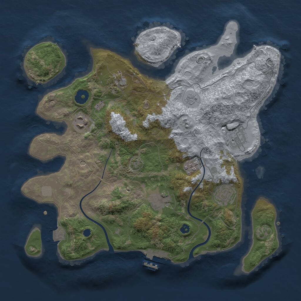 Rust Map: Procedural Map, Size: 3200, Seed: 692662148, 11 Monuments