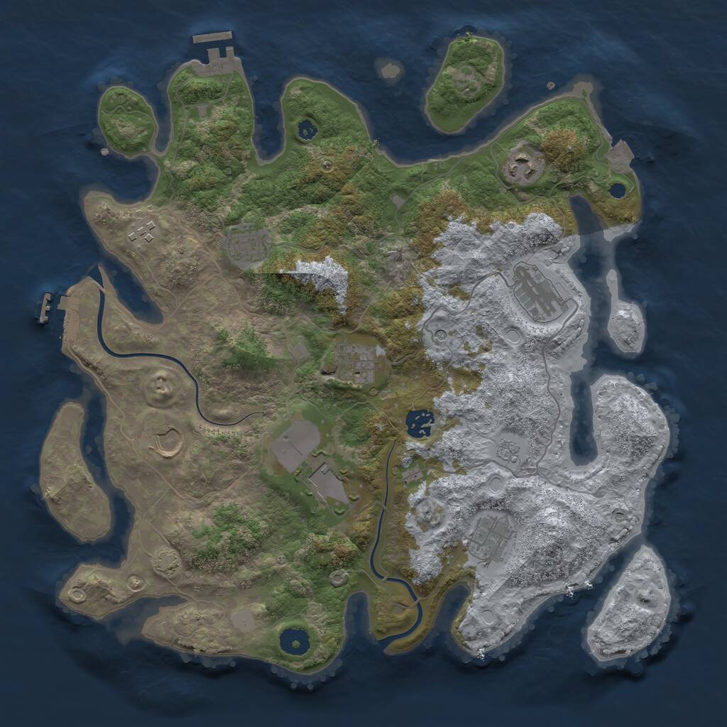 Rust Map: Procedural Map, Size: 3750, Seed: 145564364, 15 Monuments