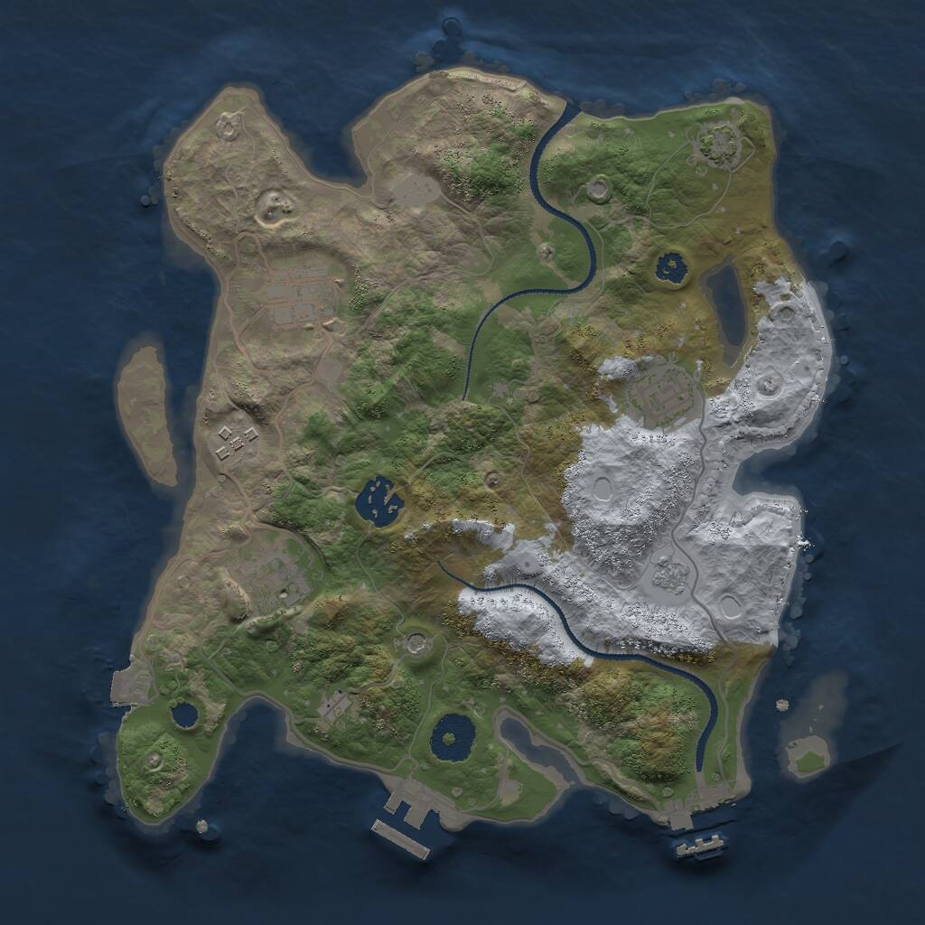 Rust Map: Procedural Map, Size: 3000, Seed: 24447, 11 Monuments