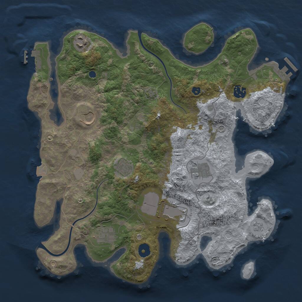 Rust Map: Procedural Map, Size: 3500, Seed: 1985887892, 13 Monuments