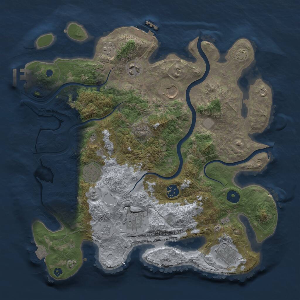 Rust Map: Procedural Map, Size: 3500, Seed: 513791656, 13 Monuments