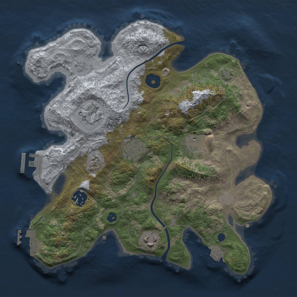 Rust Map: Procedural Map, Size: 3000, Seed: 17856, 10 Monuments