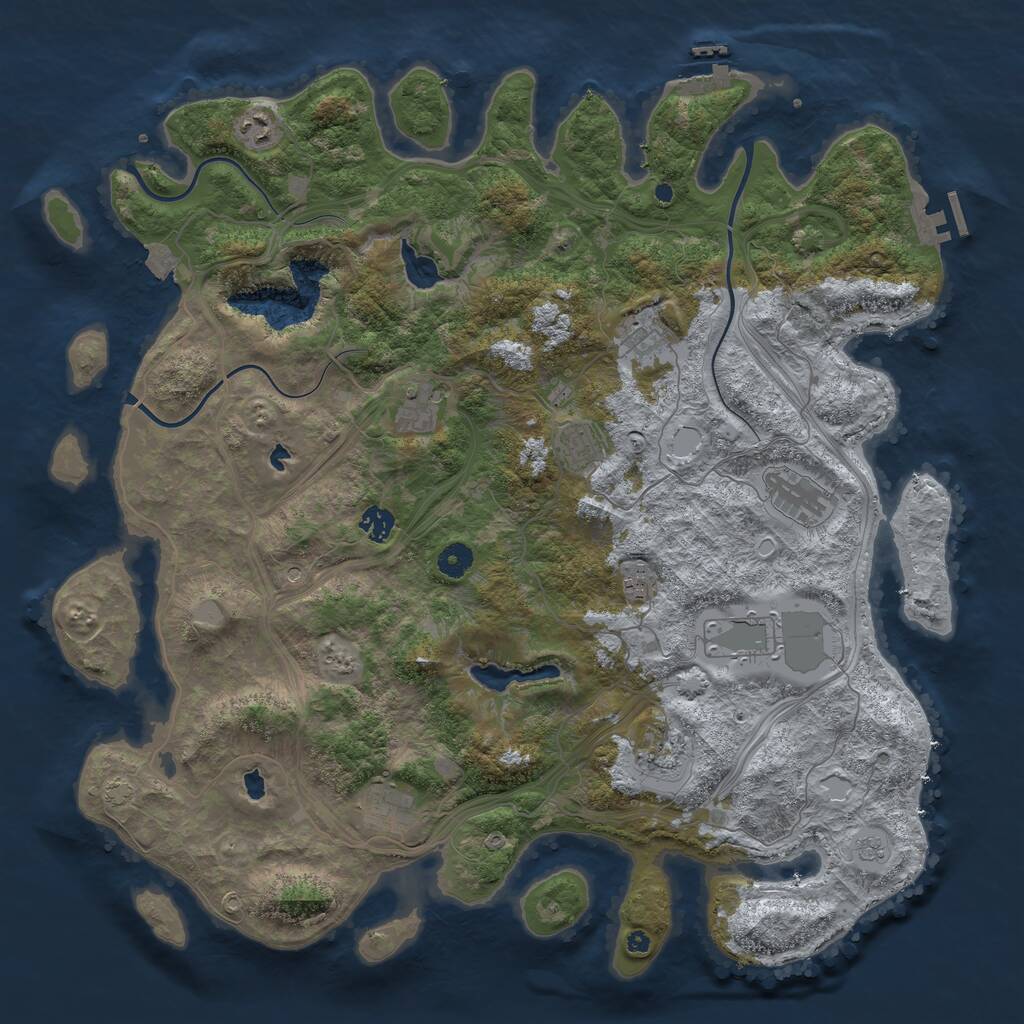 Rust Map: Procedural Map, Size: 4500, Seed: 954178904, 16 Monuments