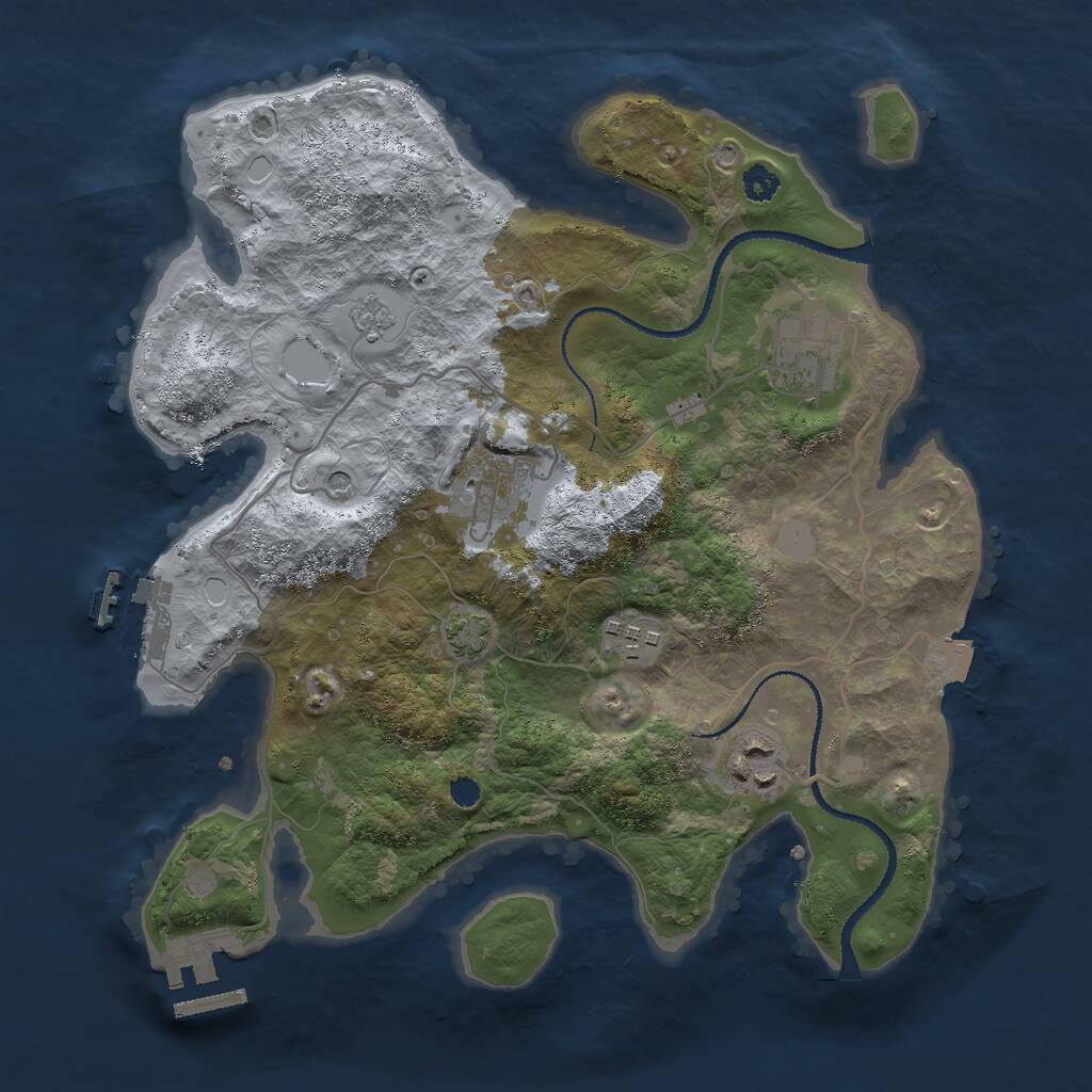 Rust Map: Procedural Map, Size: 3000, Seed: 10402, 10 Monuments