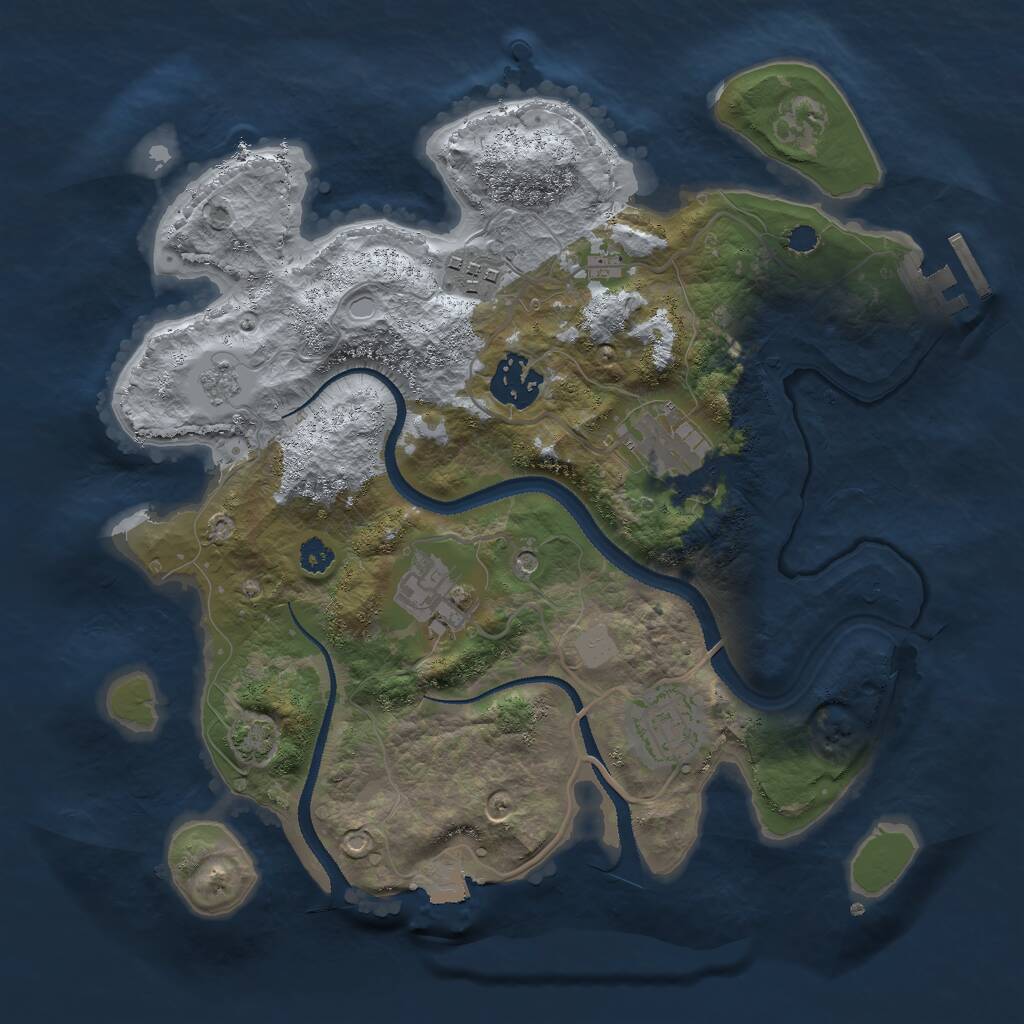 Rust Map: Procedural Map, Size: 3000, Seed: 8993, 10 Monuments