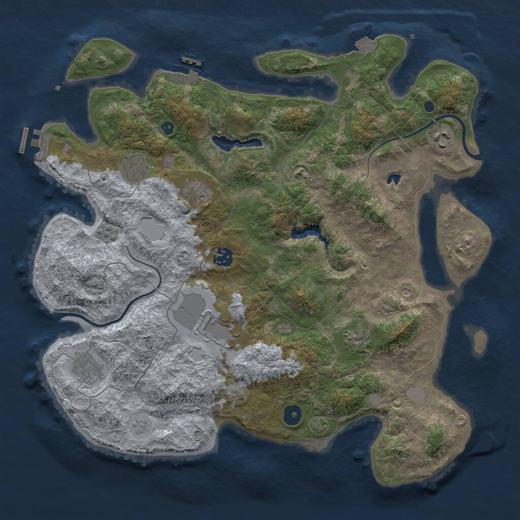 Rust Map: Procedural Map, Size: 4000, Seed: 27931, 14 Monuments