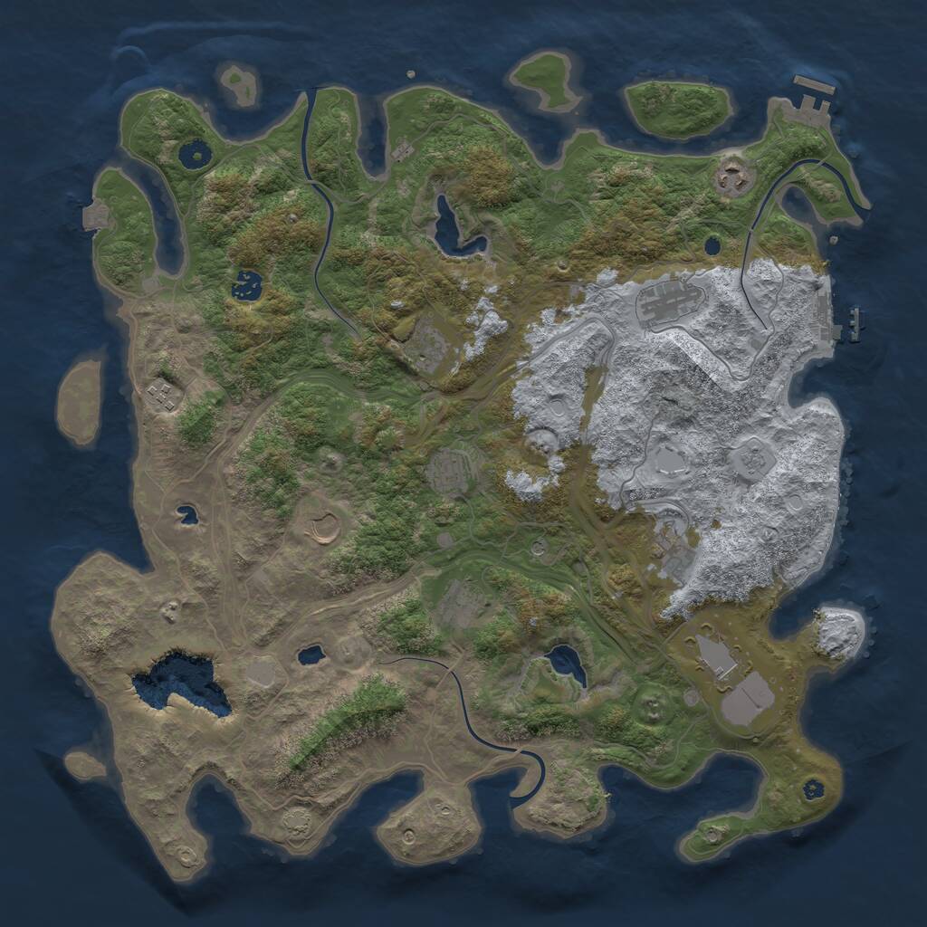 Rust Map: Procedural Map, Size: 4500, Seed: 1737489409, 16 Monuments
