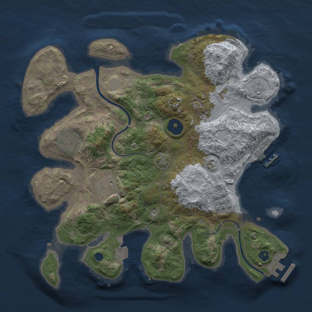 Rust Map: Procedural Map, Size: 3000, Seed: 5184, 10 Monuments