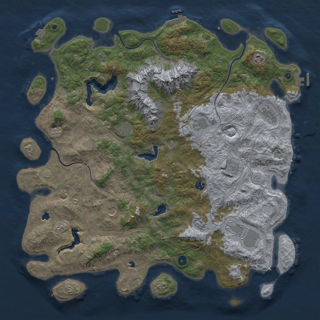 Rust Map: Procedural Map, Size: 5000, Seed: 205676434, 16 Monuments