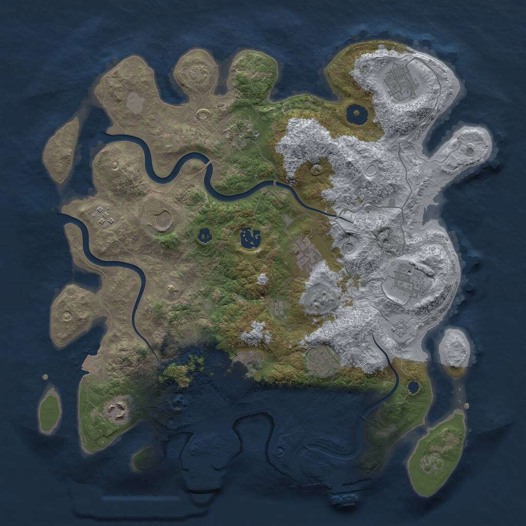 Rust Map: Procedural Map, Size: 3700, Seed: 1979351113, 16 Monuments