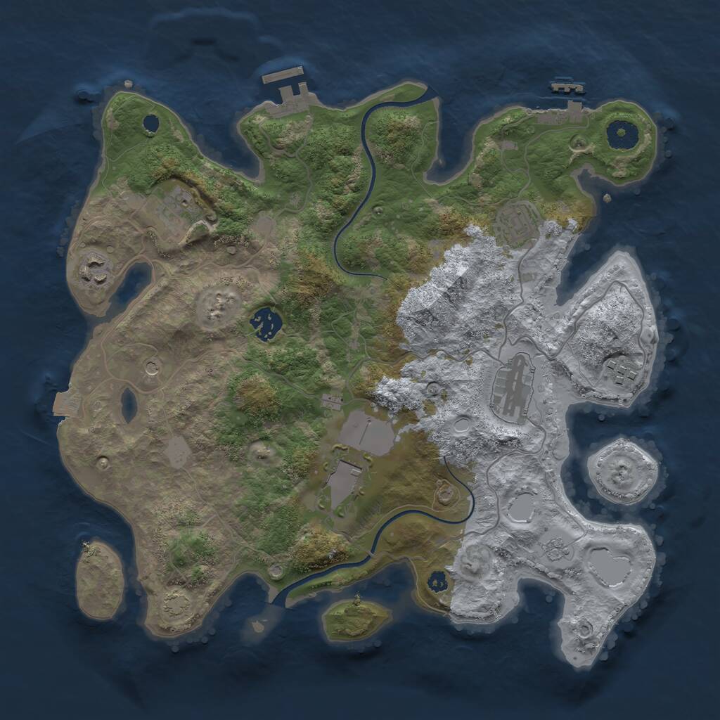 Rust Map: Procedural Map, Size: 3500, Seed: 381842424, 13 Monuments