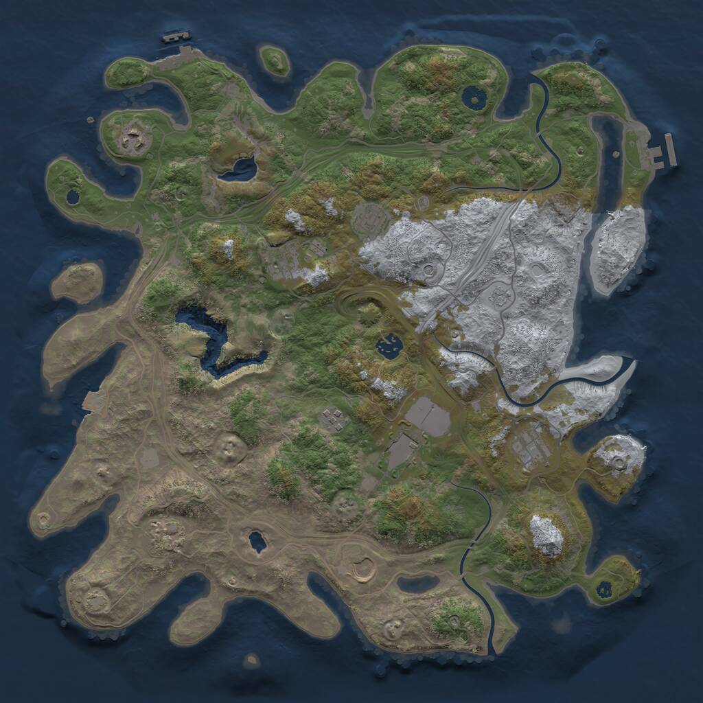 Rust Map: Procedural Map, Size: 4250, Seed: 1919322490, 15 Monuments