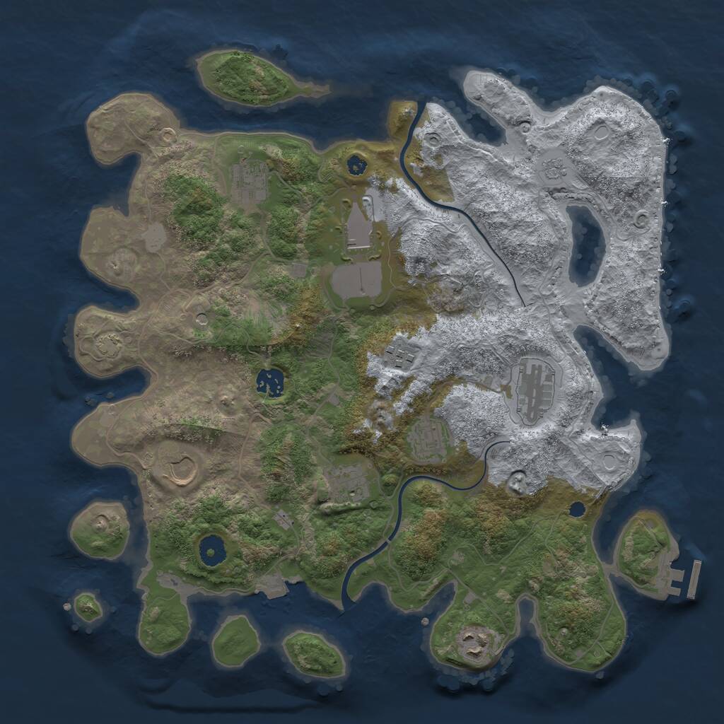 Rust Map: Procedural Map, Size: 3750, Seed: 919950777, 14 Monuments