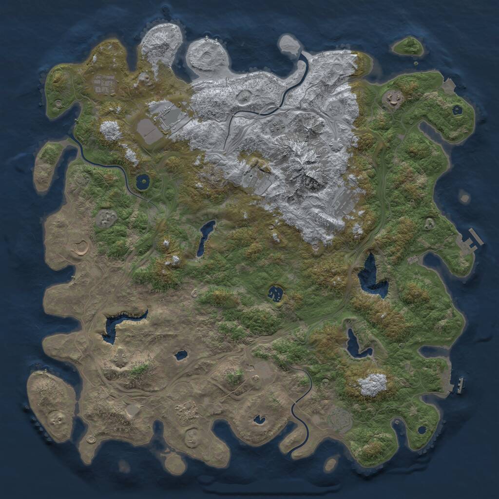 Rust Map: Procedural Map, Size: 5000, Seed: 825957672, 17 Monuments