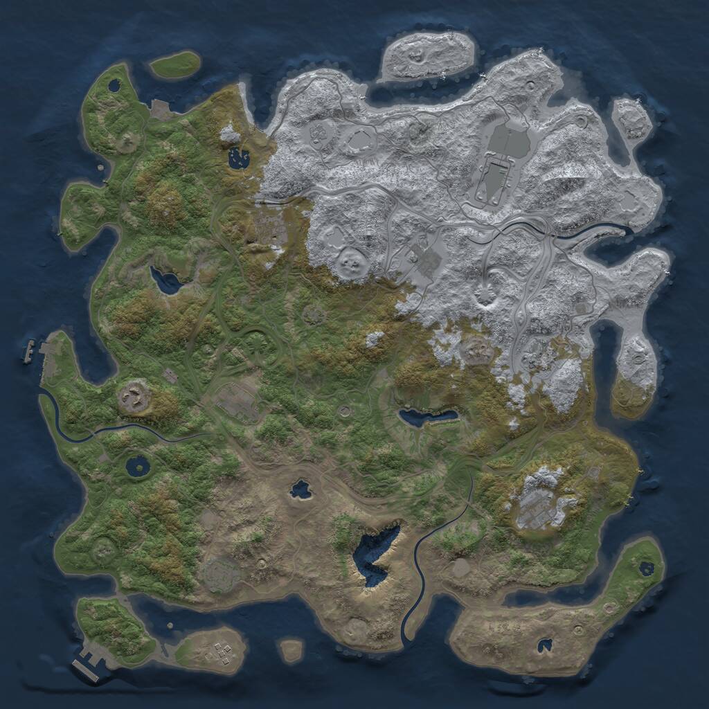 Rust Map: Procedural Map, Size: 4700, Seed: 1363641290, 16 Monuments