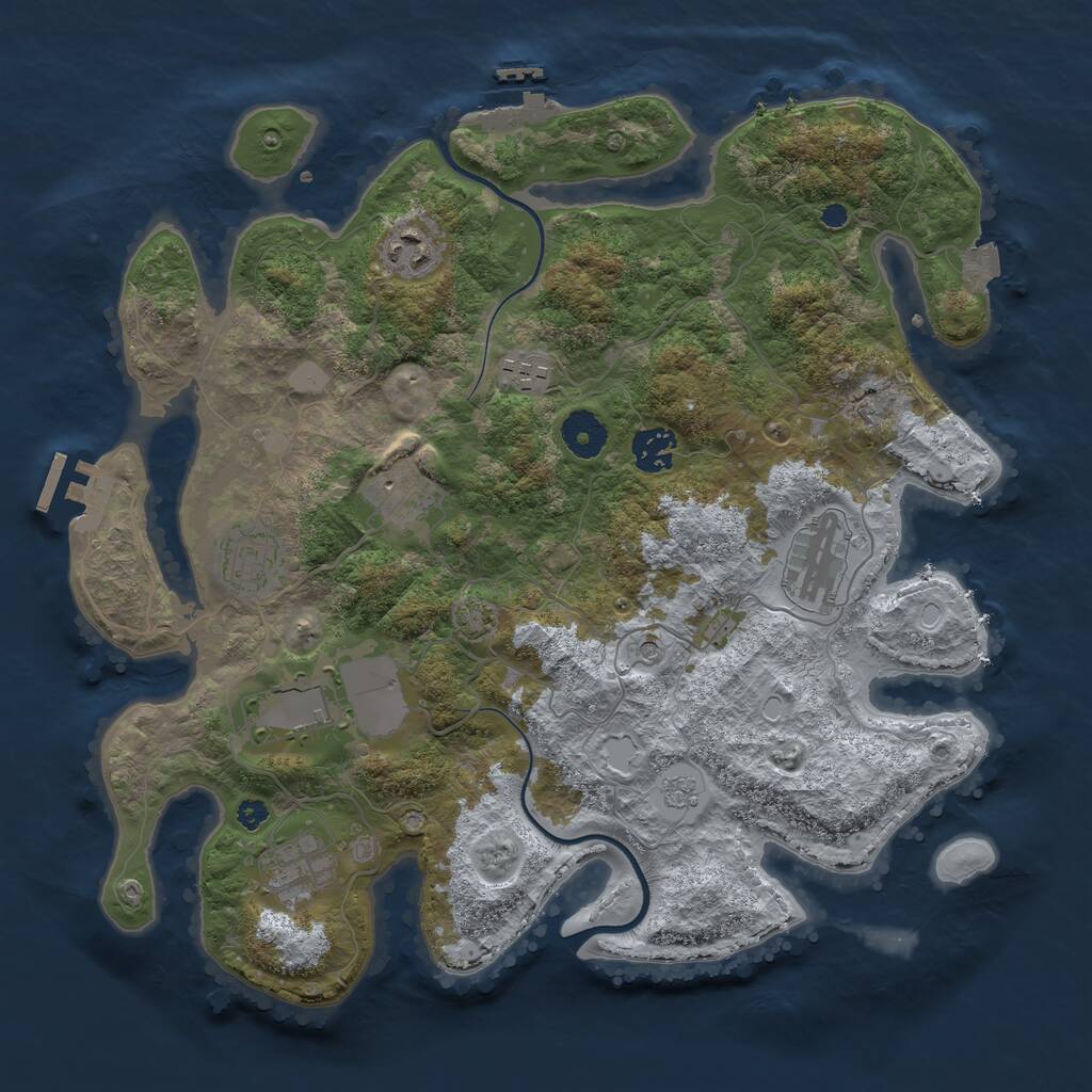 Rust Map: Procedural Map, Size: 3600, Seed: 444944, 14 Monuments