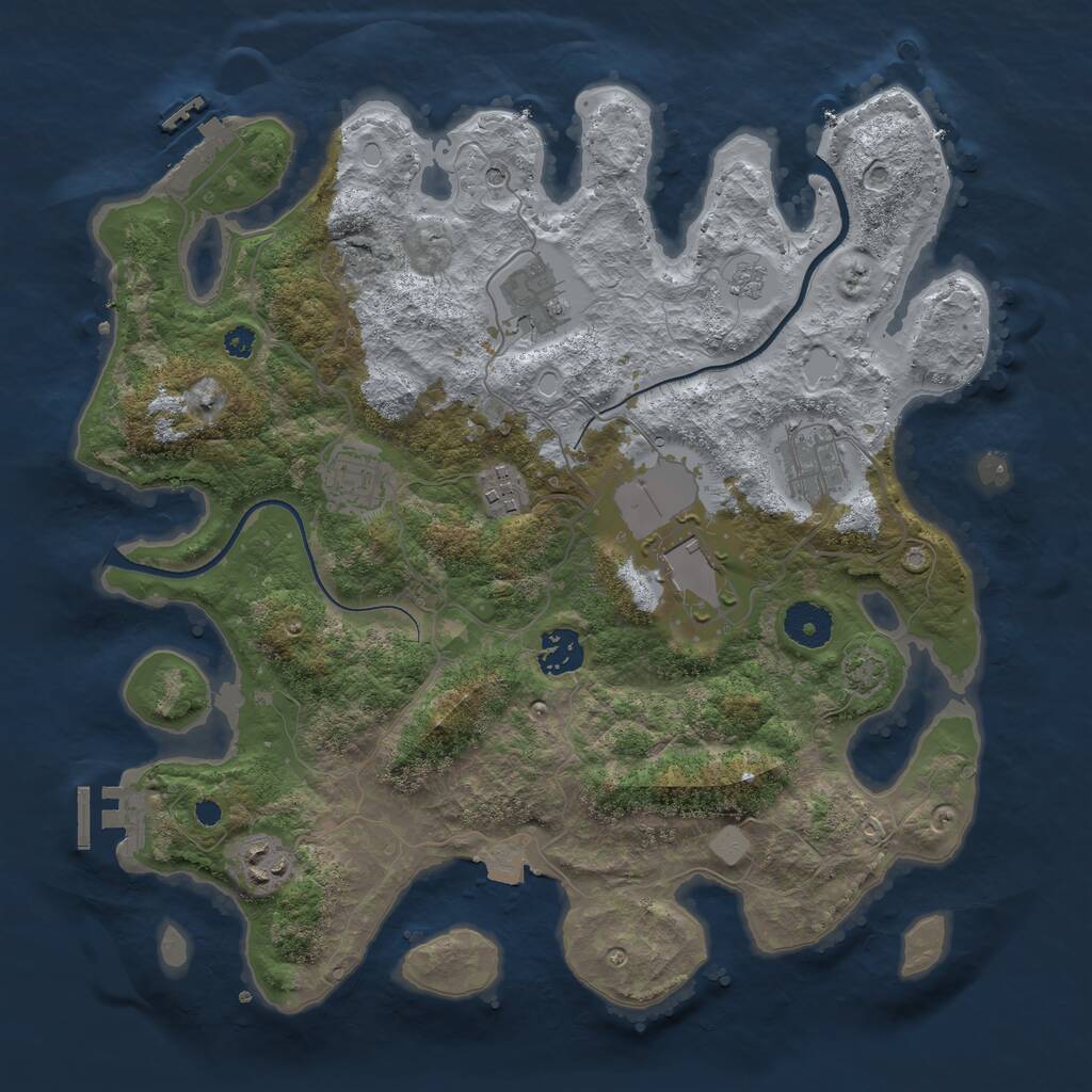 Rust Map: Procedural Map, Size: 3500, Seed: 175716553, 13 Monuments