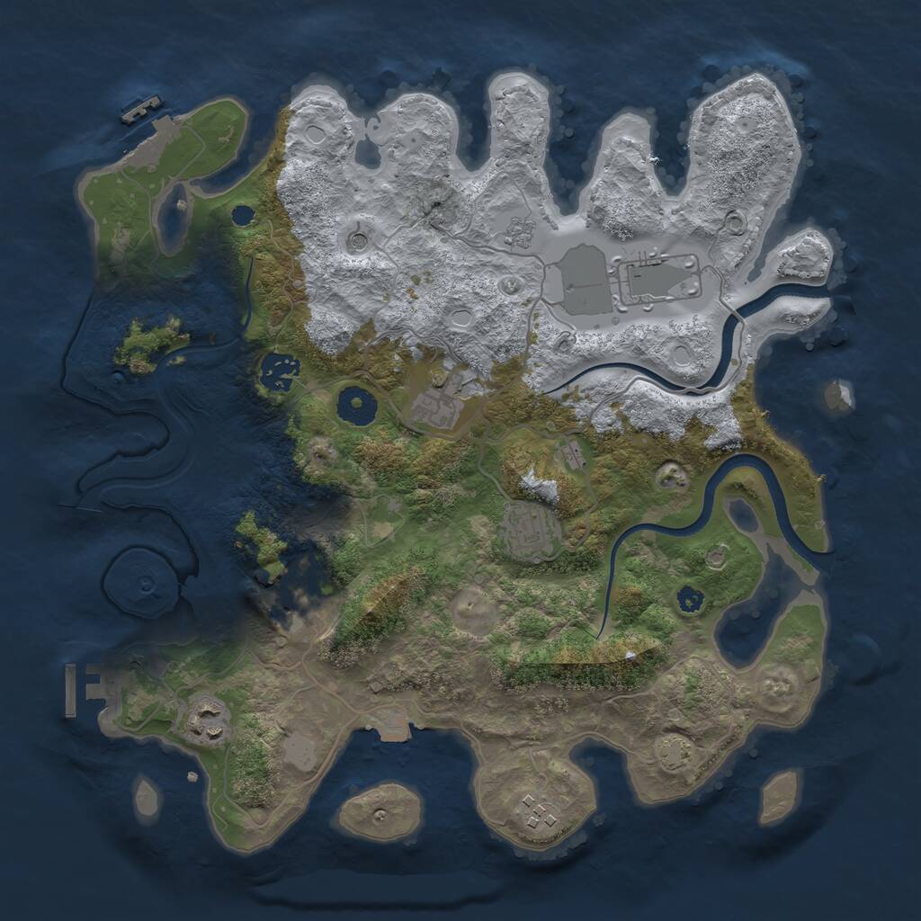 Rust Map: Procedural Map, Size: 3500, Seed: 175716553, 13 Monuments