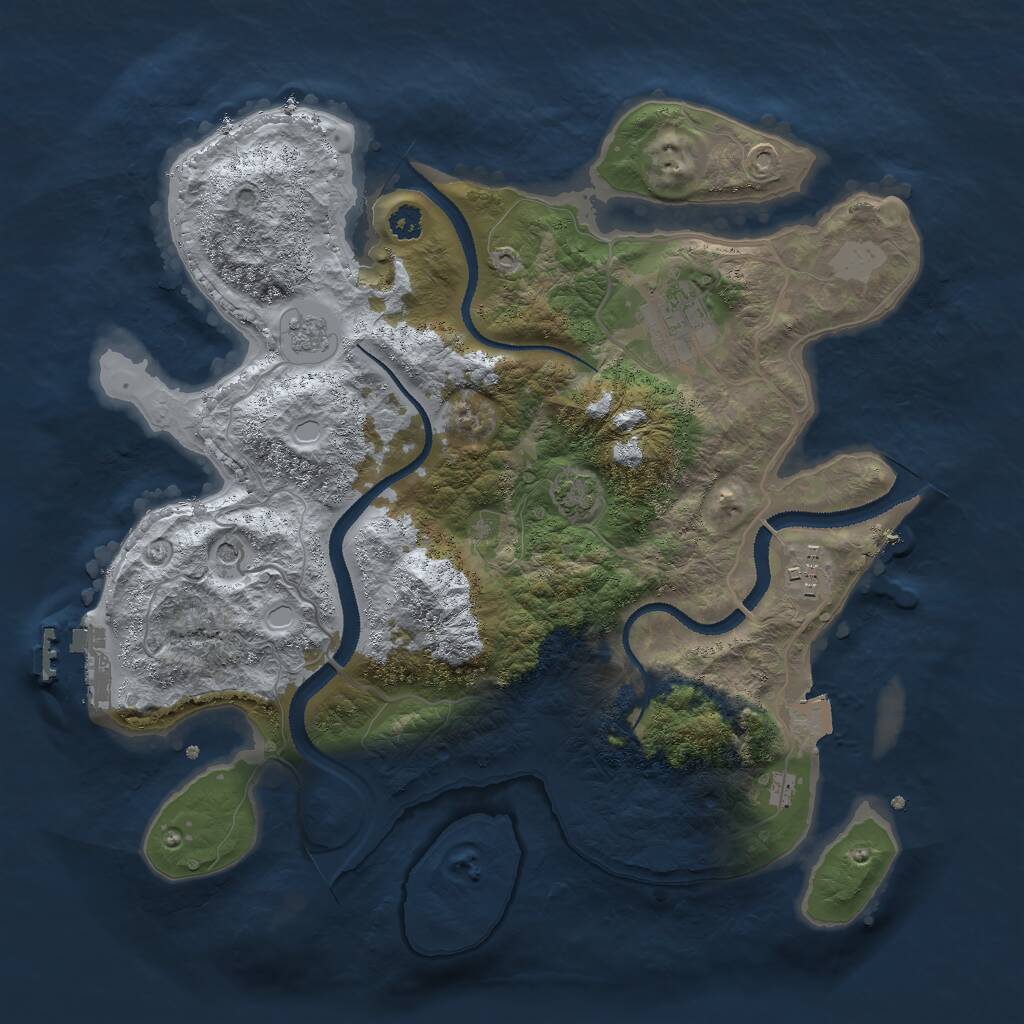 Rust Map: Procedural Map, Size: 3000, Seed: 7539, 7 Monuments