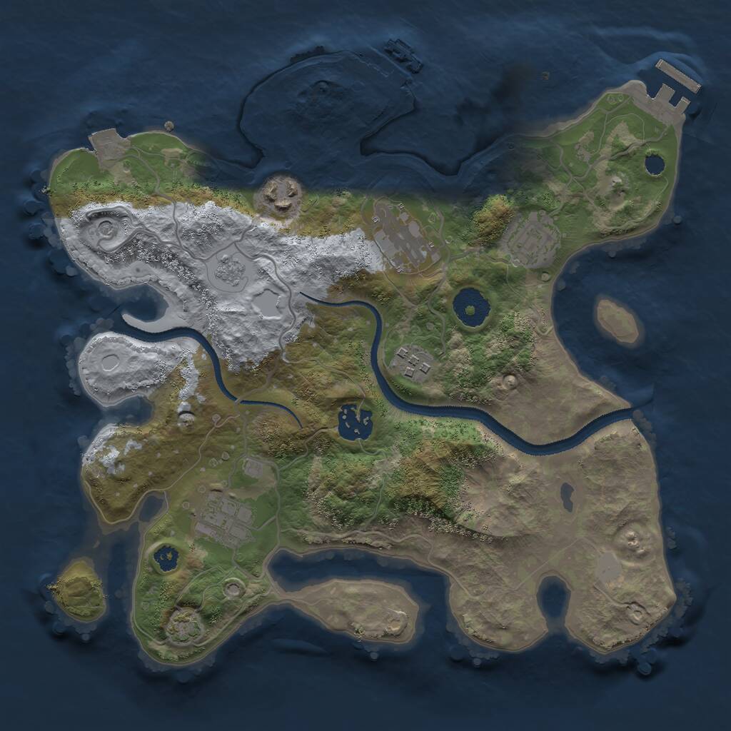 Rust Map: Procedural Map, Size: 3000, Seed: 59893, 12 Monuments