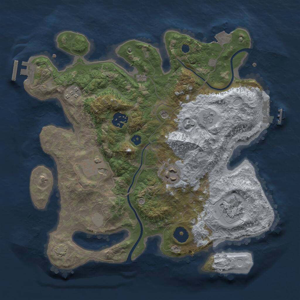 Rust Map: Procedural Map, Size: 3000, Seed: 6820, 11 Monuments