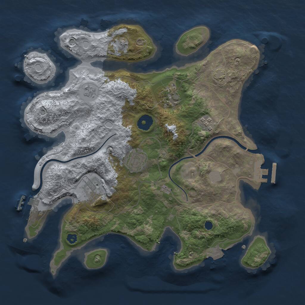 Rust Map: Procedural Map, Size: 3000, Seed: 17216, 9 Monuments