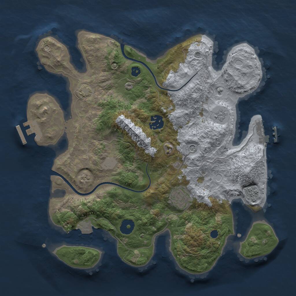 Rust Map: Procedural Map, Size: 3000, Seed: 12962, 9 Monuments