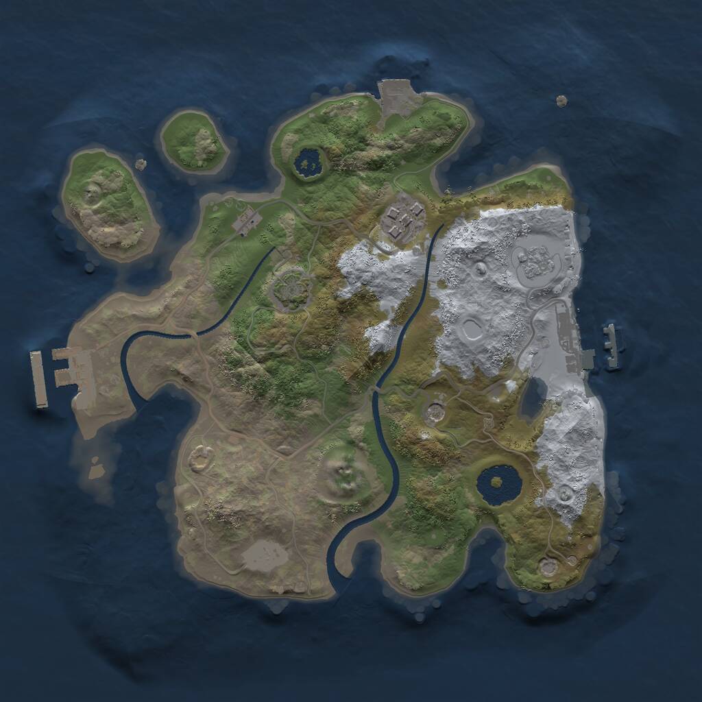 Rust Map: Procedural Map, Size: 2500, Seed: 1205857869, 7 Monuments