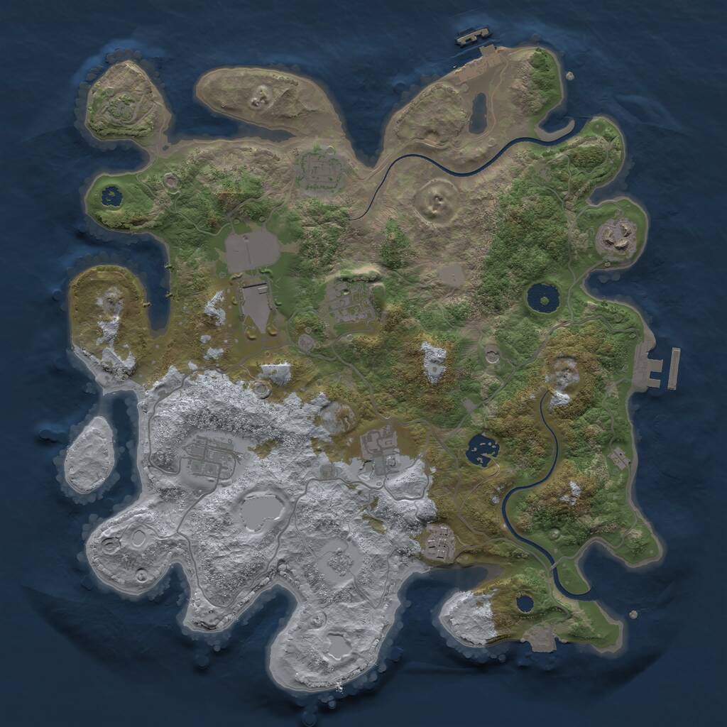 Rust Map: Procedural Map, Size: 3500, Seed: 902687038, 14 Monuments