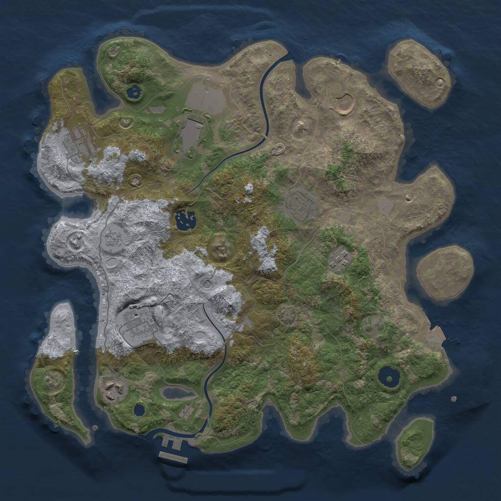 Rust Map: Procedural Map, Size: 3500, Seed: 246325078, 13 Monuments