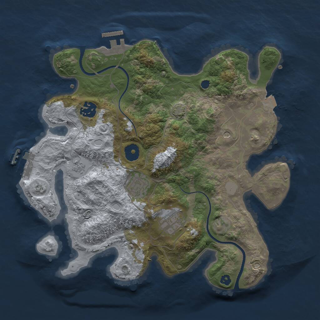 Rust Map: Procedural Map, Size: 3000, Seed: 19870605, 9 Monuments