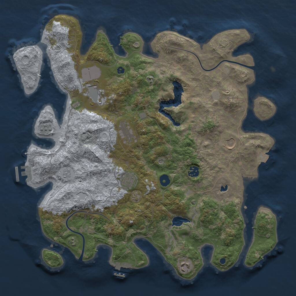 Rust Map: Procedural Map, Size: 4000, Seed: 489744627, 13 Monuments