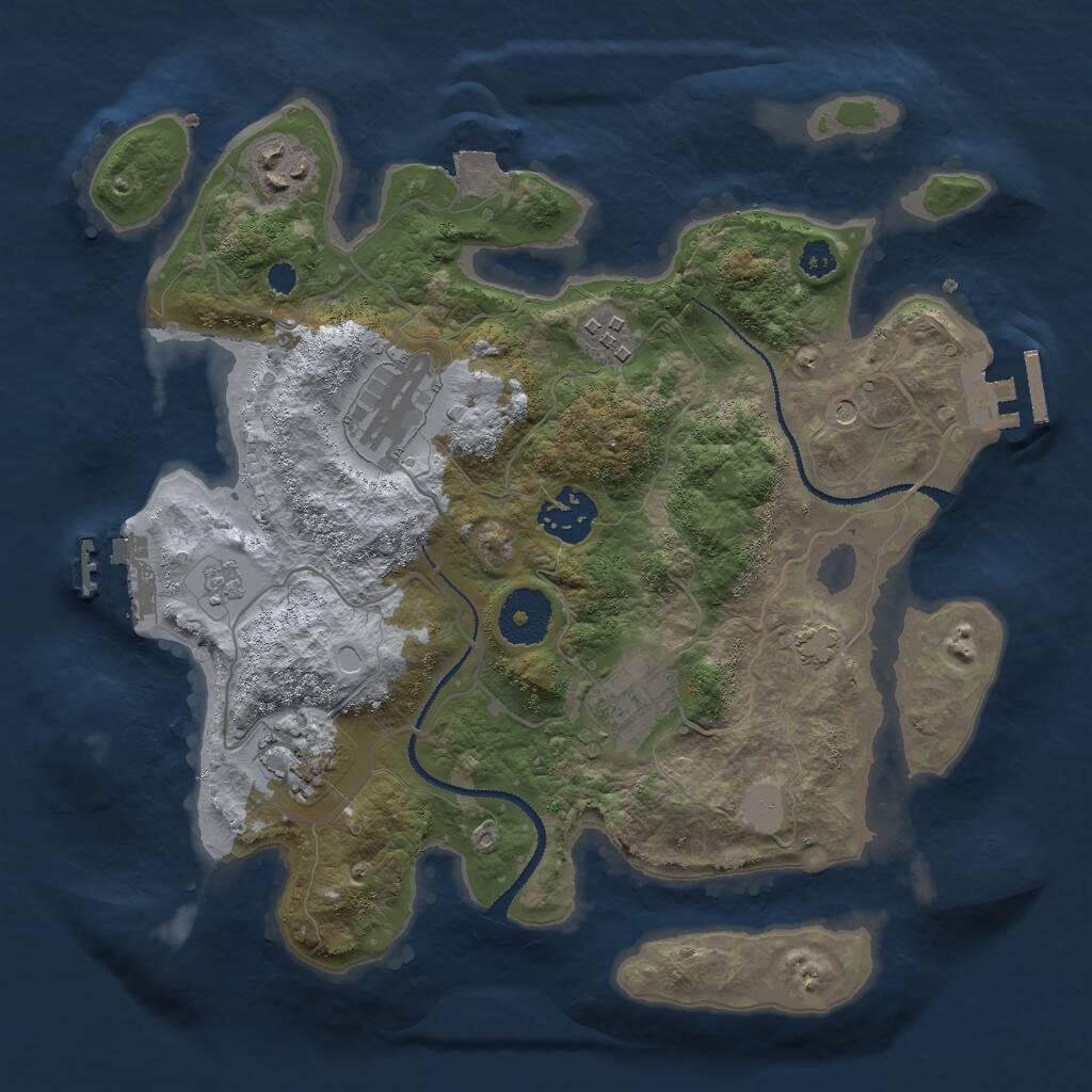 Rust Map: Procedural Map, Size: 3000, Seed: 769437192, 12 Monuments