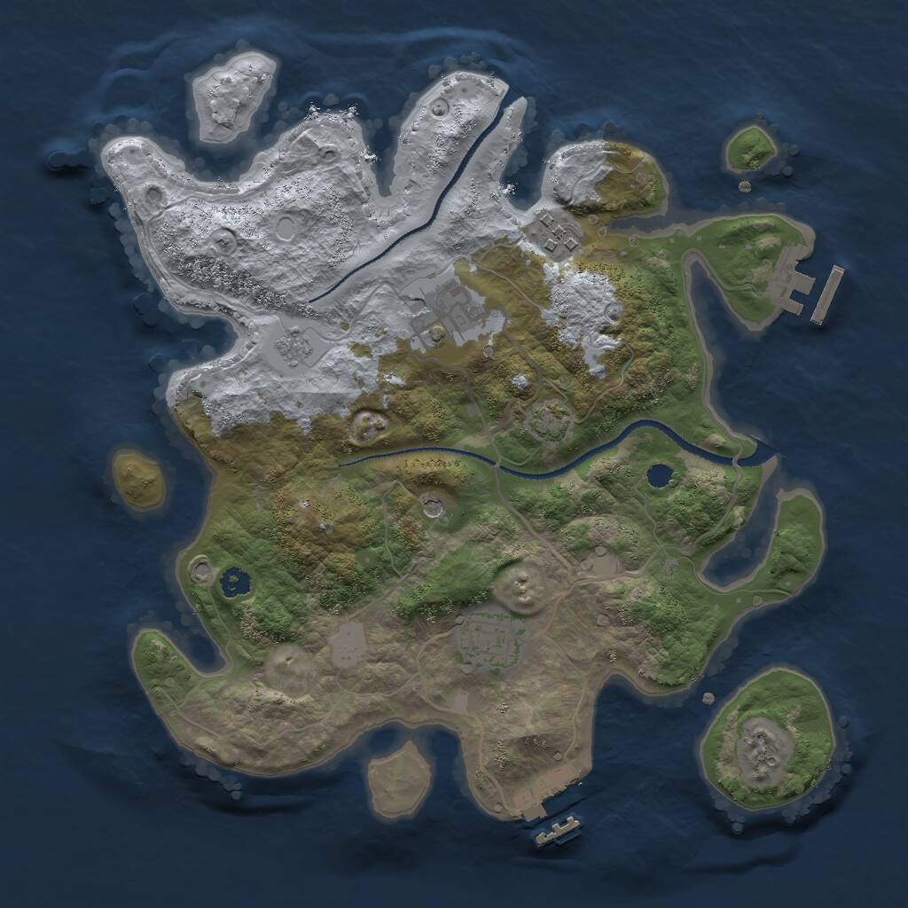 Rust Map: Procedural Map, Size: 3000, Seed: 230083323, 9 Monuments