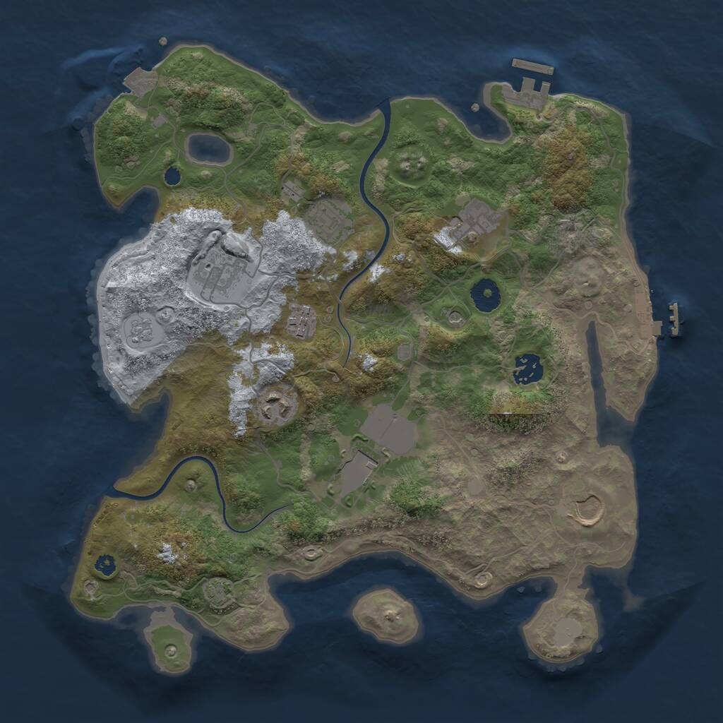 Rust Map: Procedural Map, Size: 3500, Seed: 711786184, 14 Monuments