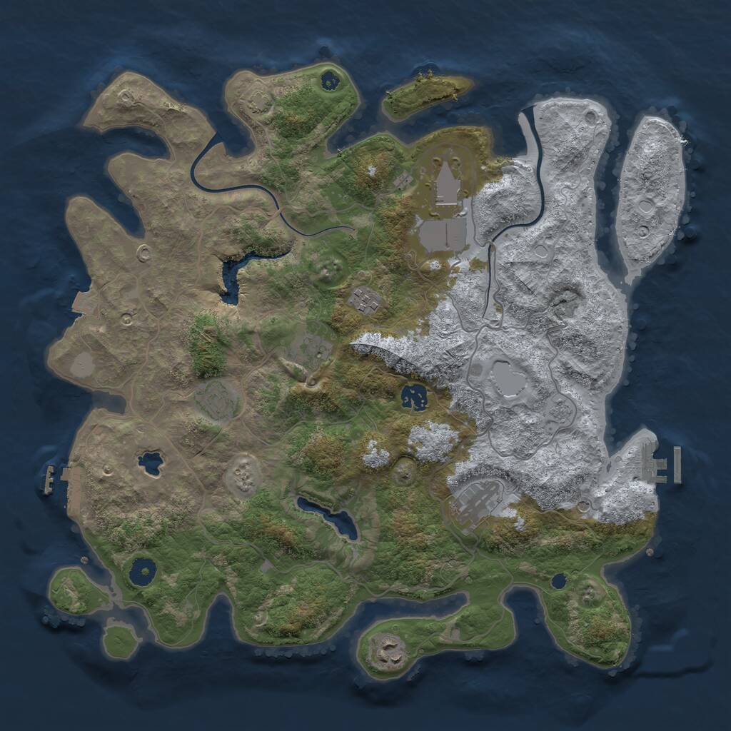 Rust Map: Procedural Map, Size: 4000, Seed: 25003590, 13 Monuments