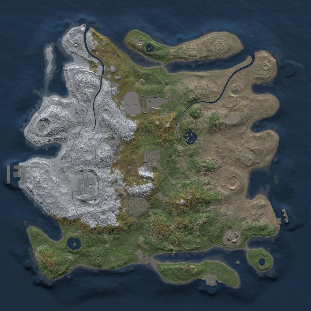 Rust Map: Procedural Map, Size: 3500, Seed: 799846048, 13 Monuments