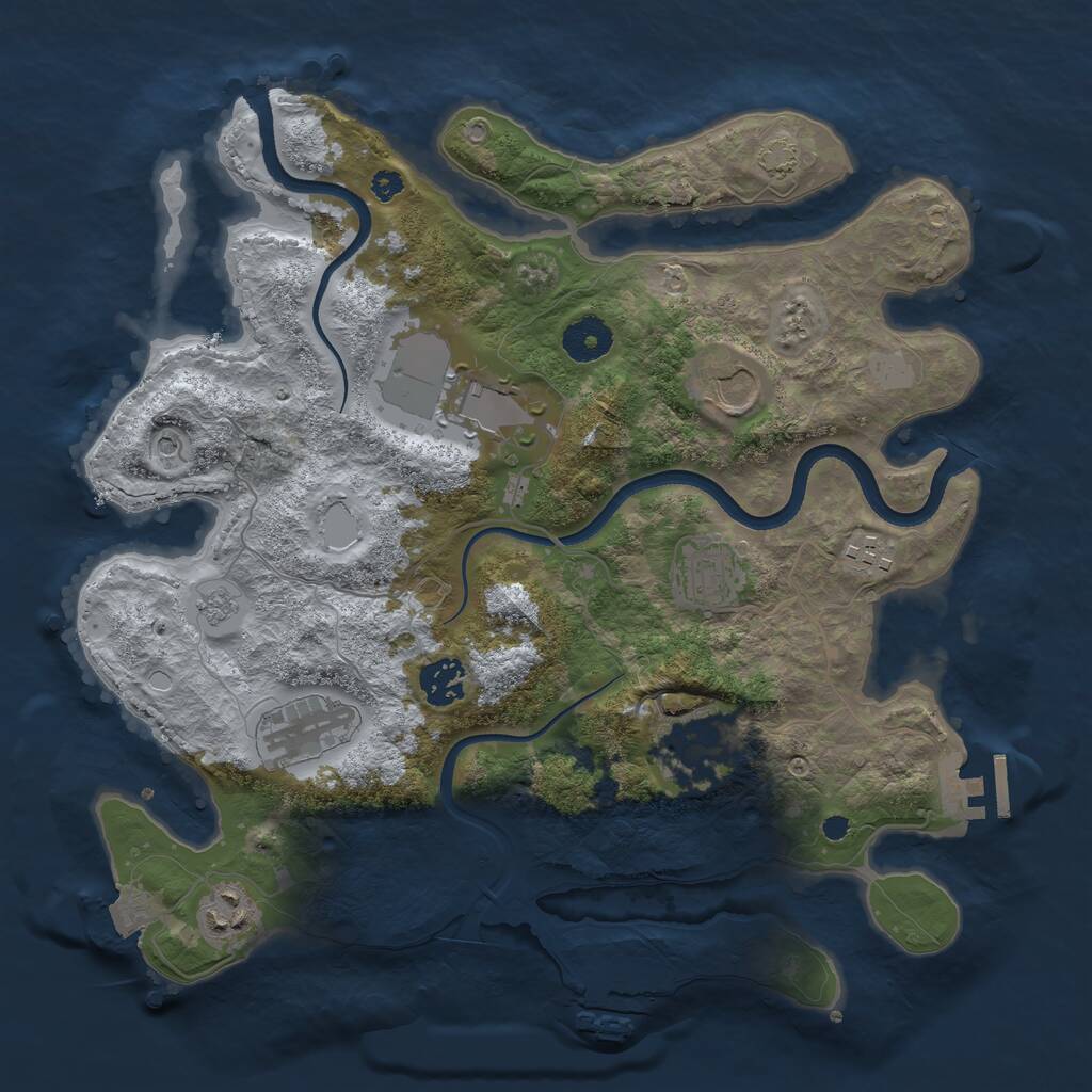 Rust Map: Procedural Map, Size: 3500, Seed: 799846048, 14 Monuments