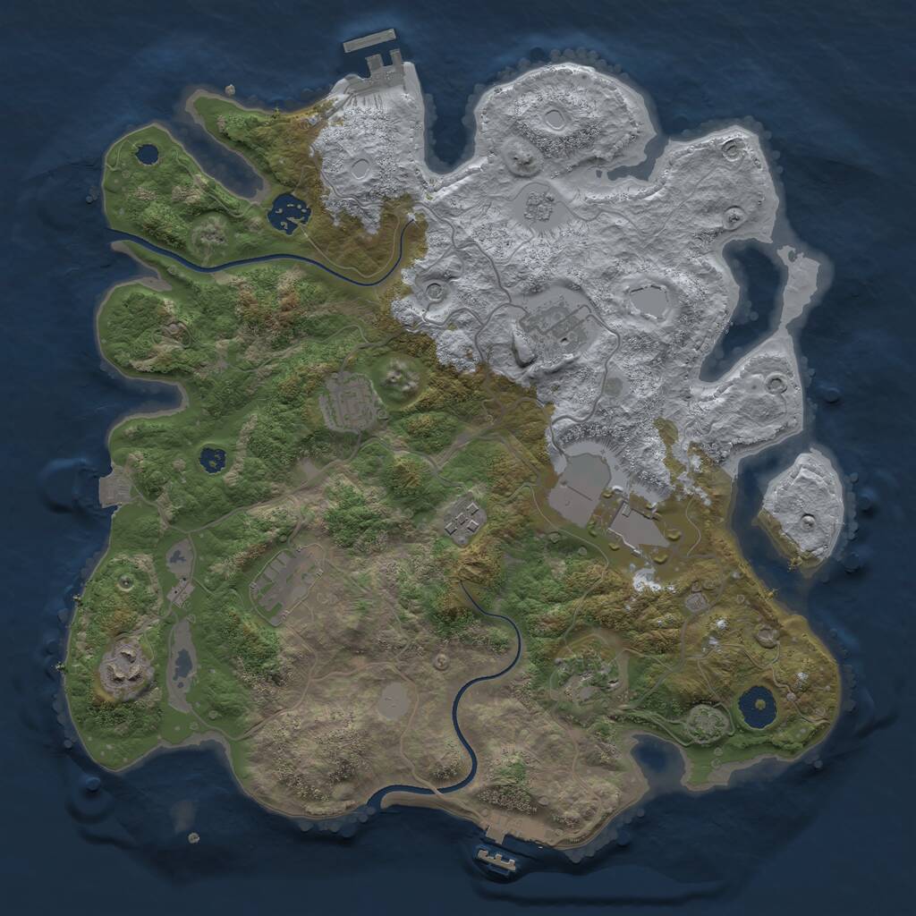 Rust Map: Procedural Map, Size: 3500, Seed: 49985, 14 Monuments