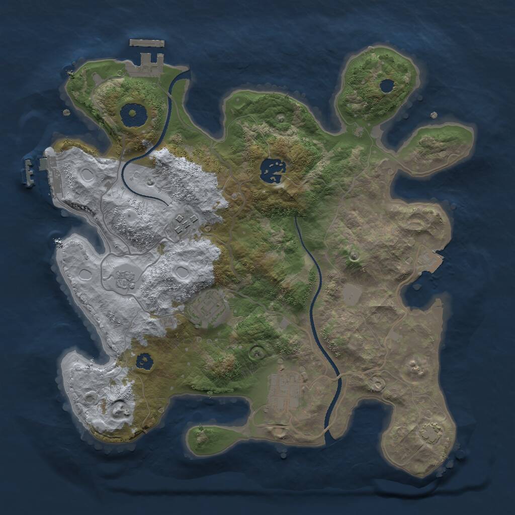 Rust Map: Procedural Map, Size: 3000, Seed: 12332134, 9 Monuments