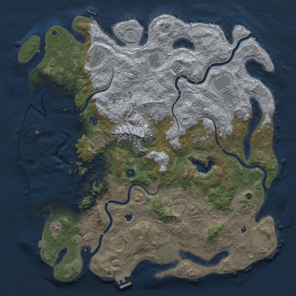 Rust Map: Procedural Map, Size: 5000, Seed: 140186675, 17 Monuments
