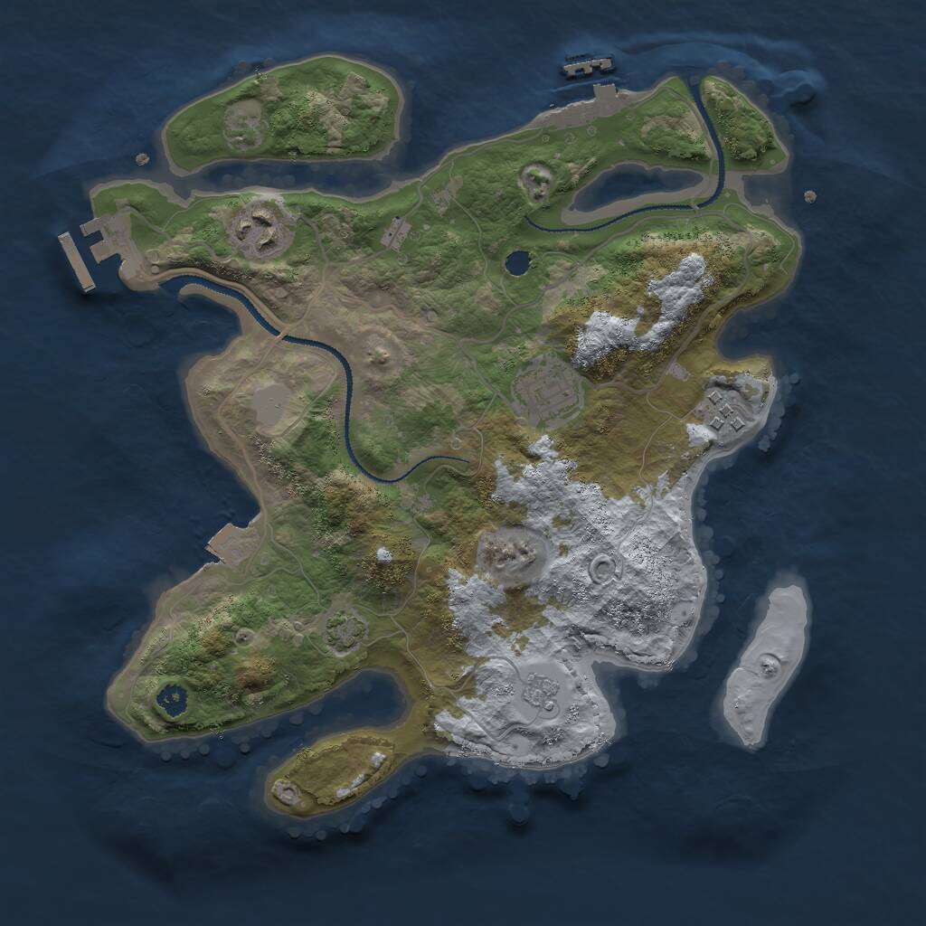 Rust Map: Procedural Map, Size: 3000, Seed: 8672, 8 Monuments