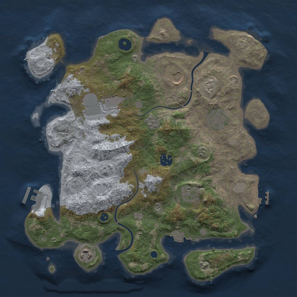 Rust Map: Procedural Map, Size: 3500, Seed: 824900764, 13 Monuments